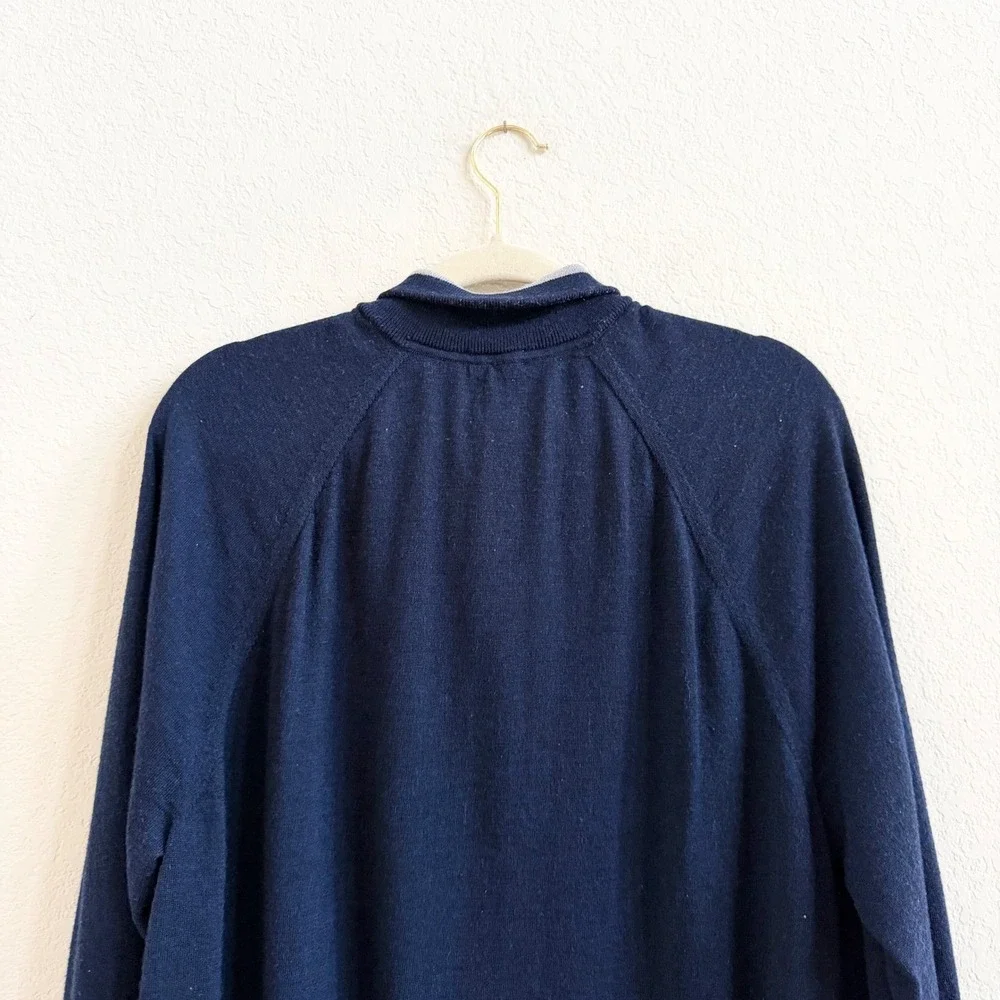 GAP Mens XL Navy Blue‎ 100% Merino Wool Quarter Zip Pullover Sweater Mock Neck